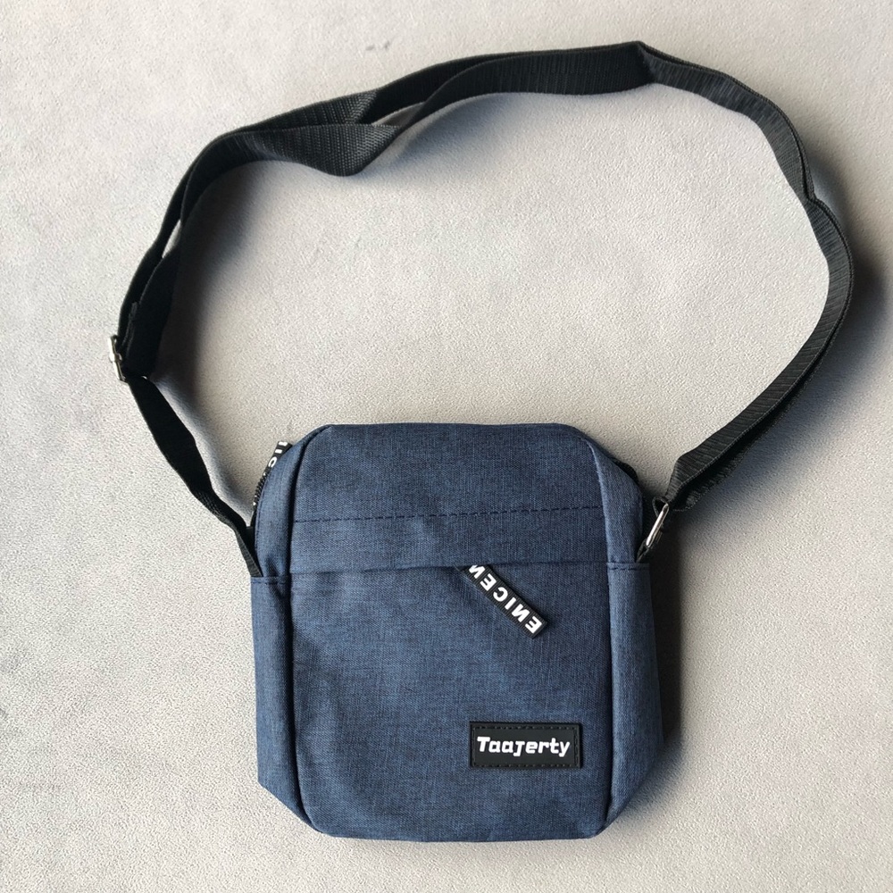 Nylon Cross Body Shoulder Bag ~ Blue with Black Strap ~ Brand New!